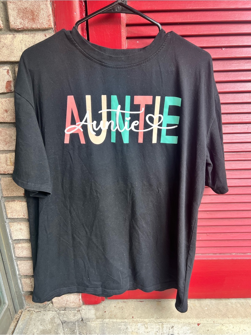 Auntie Medium Graphic Black Short Sleeve Tee Shirt
